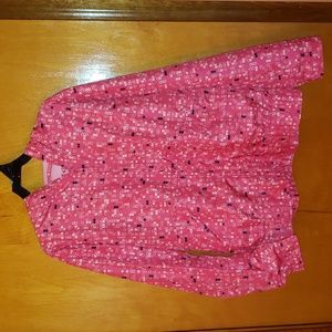 Columbia lightweight rain jacket in pink white and blue print.  Size 14/16